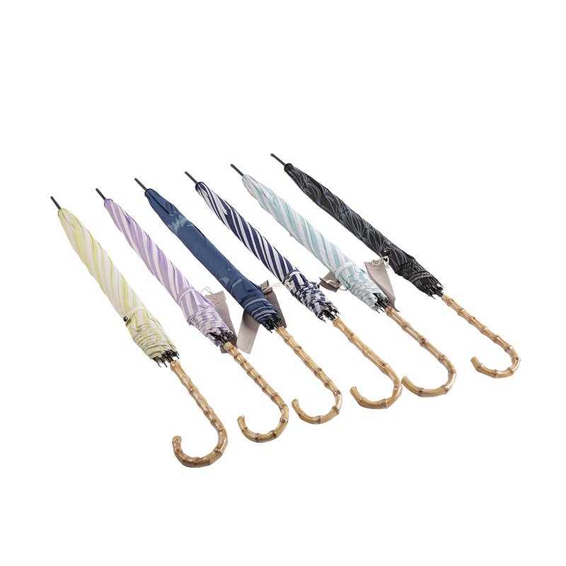 Gençlik Mavi Çizgili Pongee UV Kaplamalı Düz ​​Şemsiye-0E6B0129