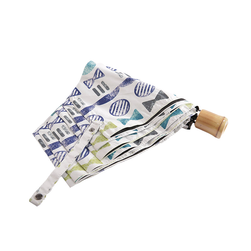 Mini Çoklu Desenler Kaplı Üçlü Şemsiyeli Pongee-0E6B0423