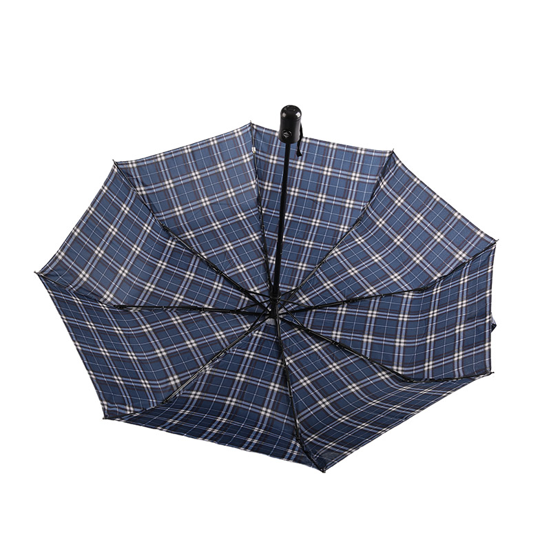 Çizgili Kafes Shrink Pongee Üçlü Şemsiye-0E6B0432