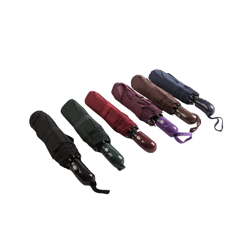 Koyu Renk Yağmur Geçirmez İpek Kumaş Üçlü Şemsiye-0E6B0491