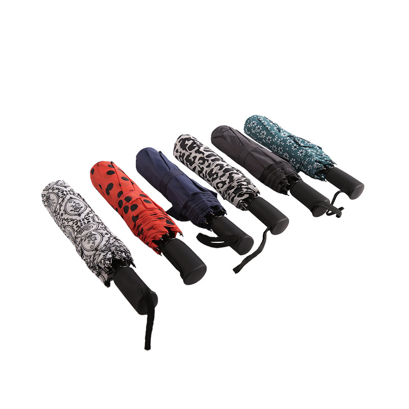 Yeşil Taze Çiçekli Pongee Üçlü Şemsiye-0E6B0512